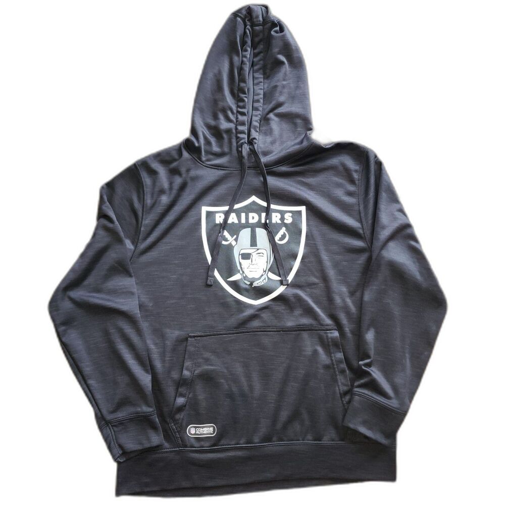 NFL Men's Black Raiders Combine Authentic Hoodie Sweatshirt Sz M
